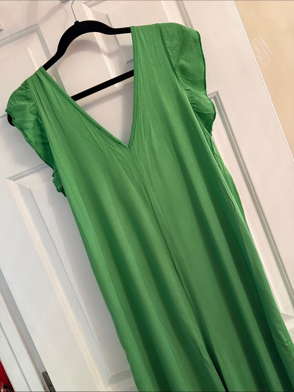 Emerald V-Neck Flutter-Sleeve Jumpsuit